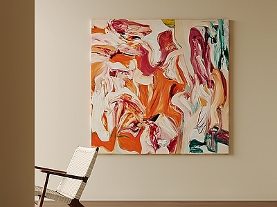 奶油风抽象画 原木风装饰画 意式极简装饰画 中古风客厅挂画 方形肌理装饰画 暖色玄关抽象画