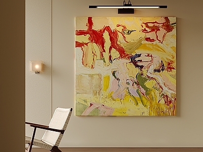 中古风挂画 意式极简挂画 方形艺术装饰画 黄色抽象肌理油画 厚涂笔触抽象画 暖黄墙面装饰画