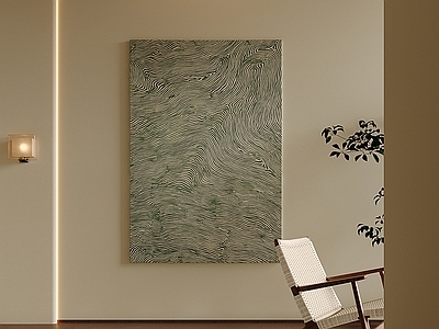 中古风挂画 侘寂竖版抽象画 流动线条艺术油画 绿色曲线肌理油画 竖版线条抽象挂画 低饱和绿调肌理画