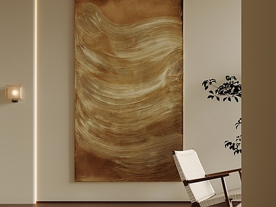 侘寂挂画 原木风抽象画 意式极简油画 中古风肌理挂画 玄关竖幅挂画 走廊落地装饰画