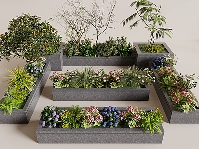 现代花境 花池 花坛 花箱 植物堆 植物造景