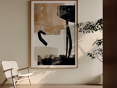 现代简约挂画 意式极简画 原木风装饰画 黑白块抽象画 日式禅意挂画 书房艺术挂画