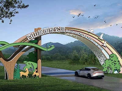 现代入口大门 景区大门 公园大门 现代入口