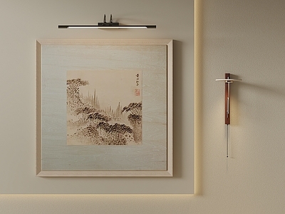 新中式山水画 新中式水墨山水画 黄山松谷古山水 留白古风山水国画 茶室方形山水挂画 宋氏挂画
