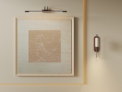 侘寂抽象挂画 侘寂风线条肌理画 米色极简线条油画 中古素色抽象挂画 大地色系肌理挂画 原木框侘寂挂画