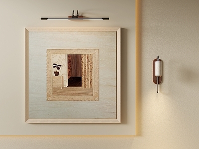原木风儿童挂画 原木风窗景装饰画 中古木刻静物油画 暖调居家小品画 客厅方形木艺挂画 卧室暖调居家壁画