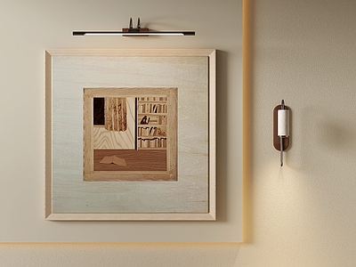 原木风抽象挂画 原木风窗景装饰画 客厅方形木艺挂画 中古木刻静物油画 侘寂房间植物壁画 卧室暖调居家壁画