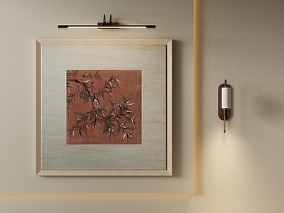 新中式抽象挂画 宋式禅意竹子挂画 玄关新中式国画 侘寂水墨竹小品画 样板间宋式美学画 客厅方形中式挂画