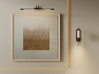 侘寂抽象挂画 中古风卧室挂画 客厅方形肌理挂画 原木框侘寂油画 大地色雾林抽象画 棕褐森林肌理挂画