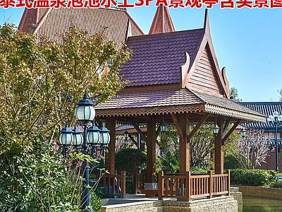 温泉度假区 泰式温泉水上亭子 泰式SPA泡池