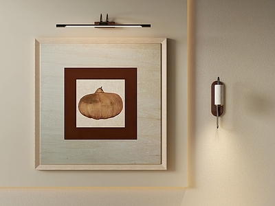 奶油风画框 餐厅方形静物挂画 原木框中古装饰画 客厅复古瓜果壁画 玄关焦糖色艺术画 中古风瓜果装饰画