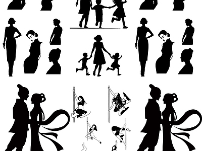 其他图库 花纹 剪影 贴图 线稿 人物