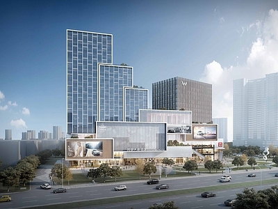 现代主义商业综合体景观 商业综合体 tod城市综合体 商业广场mall 五星级高端酒店