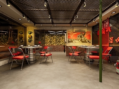 复古工业风烧烤烤肉店 烧烤店 军旅风 复古烧烤店 工业风烧烤店