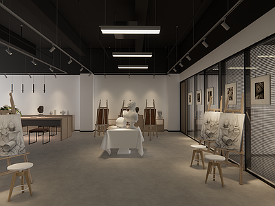 现代简约艺术展厅 画室 工作室 美术室 画展