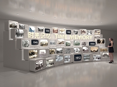 现代历史展厅 复古电视展墙 历史展厅