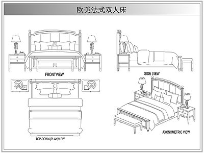 床 法欧美式双人床具