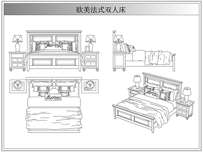床 法欧美式双人床具