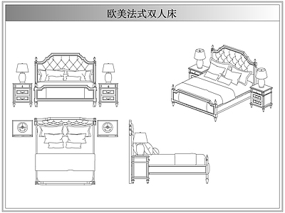 床 法欧美式双人床具