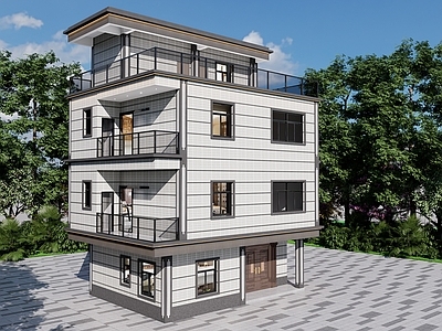 现代乡村民房 别墅 私人别墅 私人自建屋 自建房