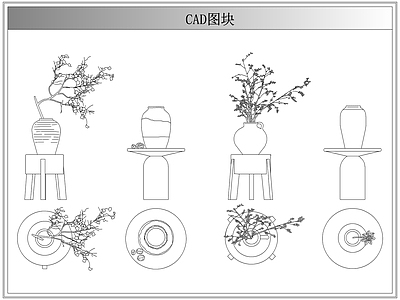 综合植物图库 侘寂中古盆栽花瓶