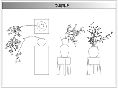 综合植物图库 侘寂中古盆栽花瓶