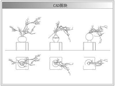 综合植物图库 侘寂中古盆栽花瓶