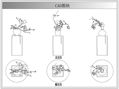 综合植物图库 侘寂中古盆栽花瓶