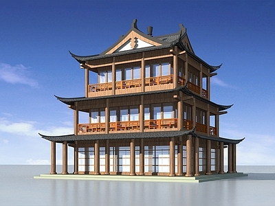 中式古建古建 阁楼 楼阁 观景阁 中式建筑 望景楼
