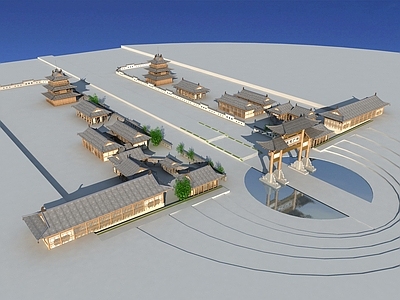 中式古建古建 古建商业街 文旅古建群落 牌坊 寺庙 书院群落