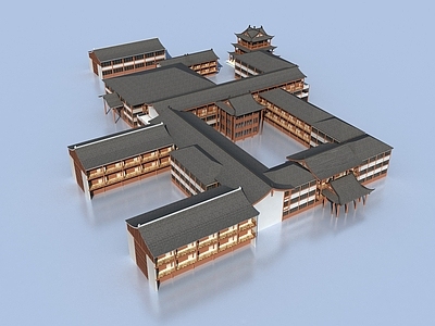 中式古建古建 古建商业街 中式商业街 四合院 中式建筑群 民宿集群