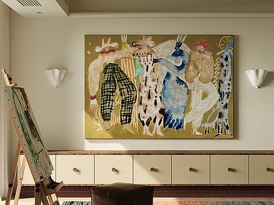 中古风抽象挂画 复古人物画 复古肌理画 美式艺术画 客厅艺术画 手绘装饰画