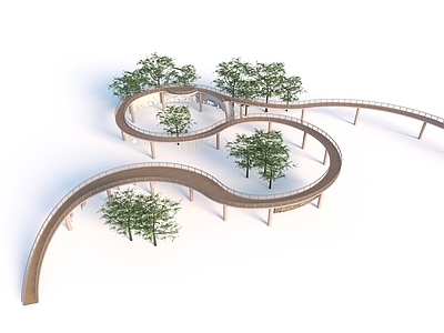 现代景观廊道 现代栈桥 天桥 观景平台 人行天桥 栈桥