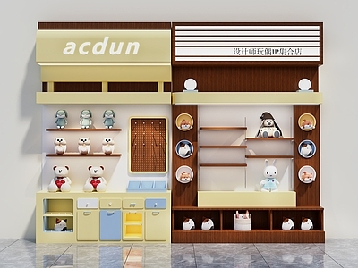 中古风货架 潮玩店货架 毛绒店设计 毛绒店装饰柜 潮玩公仔柜 礼品店
