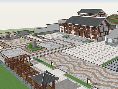 中式古建乡村公园