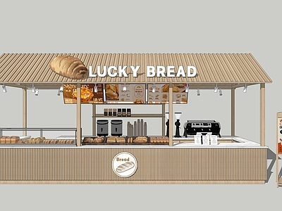 原木风售卖亭 面包店 咖啡厅 奶茶店 木屋摊位 商场店铺
