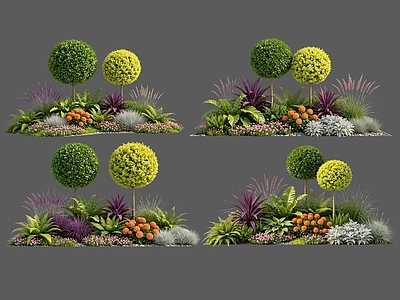 现代主义花境 2D花境植物组团 花卉花镜 花草镜植物组合 花草花丛 地被花灌木球