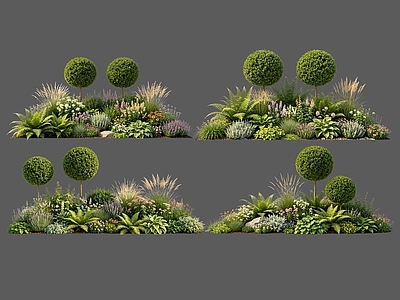 现代主义花境 2D花境植物组团 花卉花镜 花草镜植物组合 花草花丛 地被花灌木球