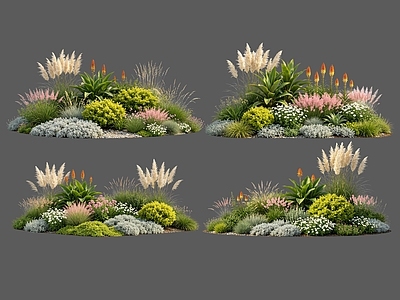 现代主义花境 2D花境植物组团 花卉花镜 花草镜植物组合 花草花丛 地被花灌木球