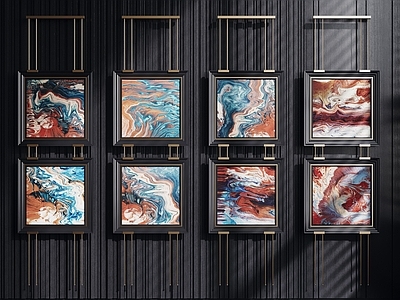 轻奢组合画 现代装饰挂画 抽象挂画