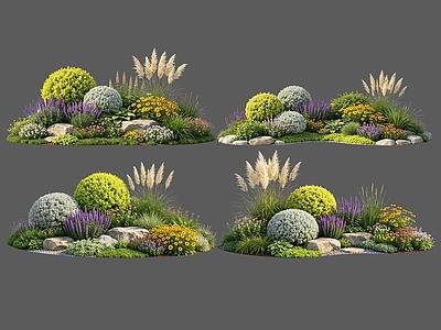现代主义花境 2D花境植物组团 花卉花镜 花草镜植物组合 花草花丛 地被花灌木球