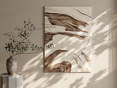 侘寂抽象画 原木风 咖色肌理画 卧室软装画 中古艺术挂画 民宿竖版画