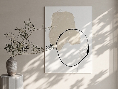 侘寂抽象画 莫兰迪抽象画 北欧肌理墙画 客厅软装画作 素色简约挂画 原木极简风