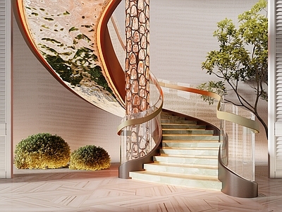 轻奢楼梯间 旋转楼梯 楼梯 酒店楼梯 酒店大堂 别墅楼梯