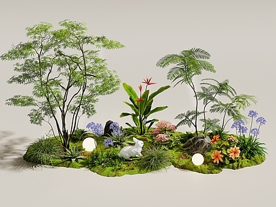 新中式景观花境 景观造景 室内景观 庭院景观 景观树 植物组合