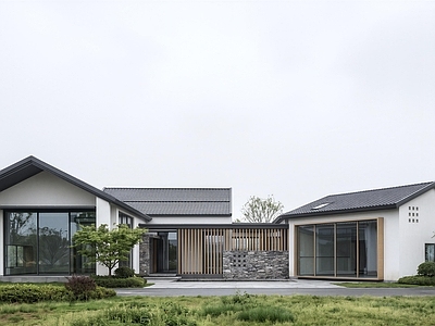 新中式景观民宿建筑 新中式文化馆 新中式民宿 景区驿站 新中式院落 新中式乡村建筑