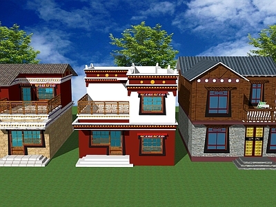 藏式传统建筑风格乡村民房 新农村住宅建筑 民宿民房改造 乡村民居自建房