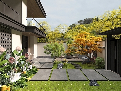 新中式景观庭院 庭院设计