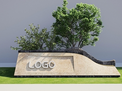 新中式景观景墙 现代LOGO景墙 石材造型入口景墙