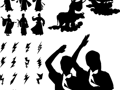 其他图库 人物 剪影 线稿 线稿贴图 花纹